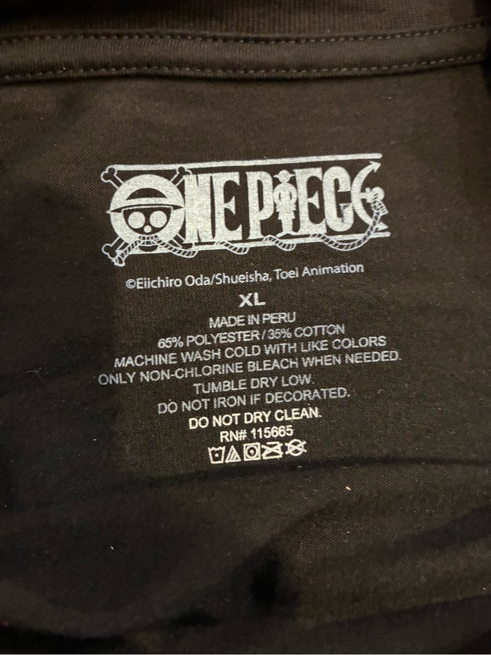 Onepiece Black Straw Hat Crew Graphic Tee with Rainbow Panels - Picture 4 of 4
